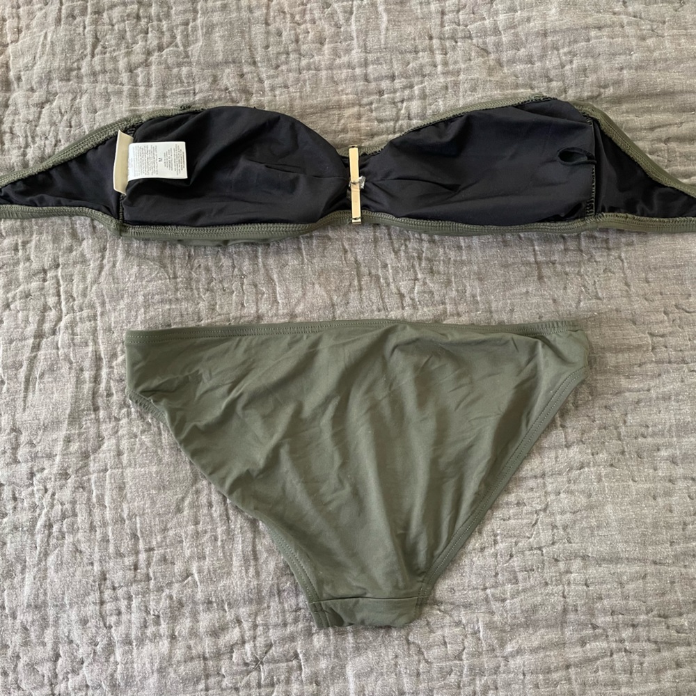 Michael Kors bandeau style bikini olive green small bottom medium top - Picture 5 of 7